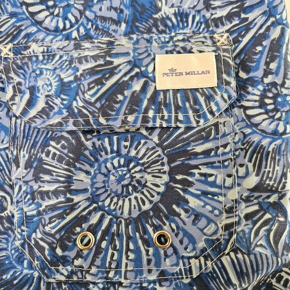 Peter Millar Mens XL Seaside Collection Shell Navy Swim Shell Print Shorts - Picture 3 of 9